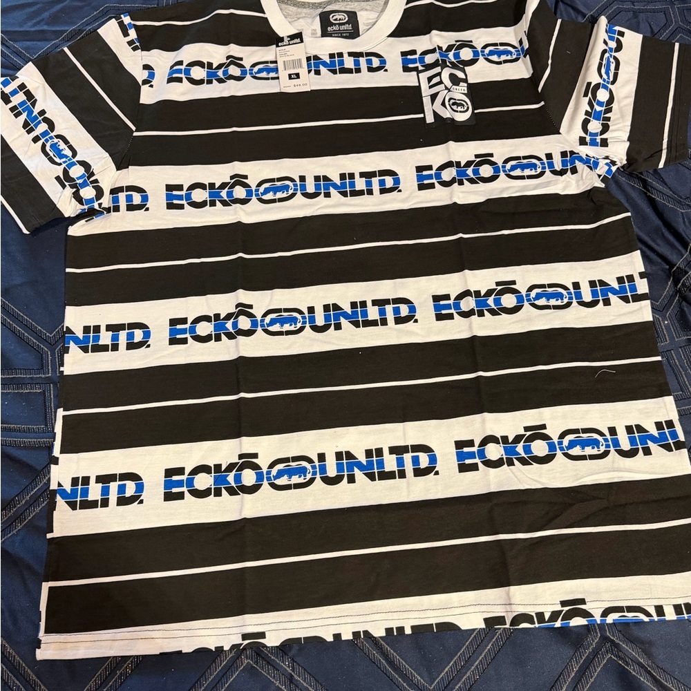 2 nwt Ecko Unltd Black and White Striped T-Shirt